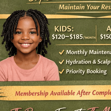 Kids Mini Twists Maintenance at Knotty Opulence Hair Care Studio in Merida, TX